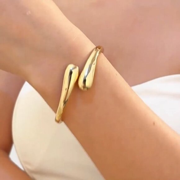 Chunky Adjustable Twist Cuff Bangle Bracelet Elegant Minimal Chic Jewelry - Picture 8 of 8